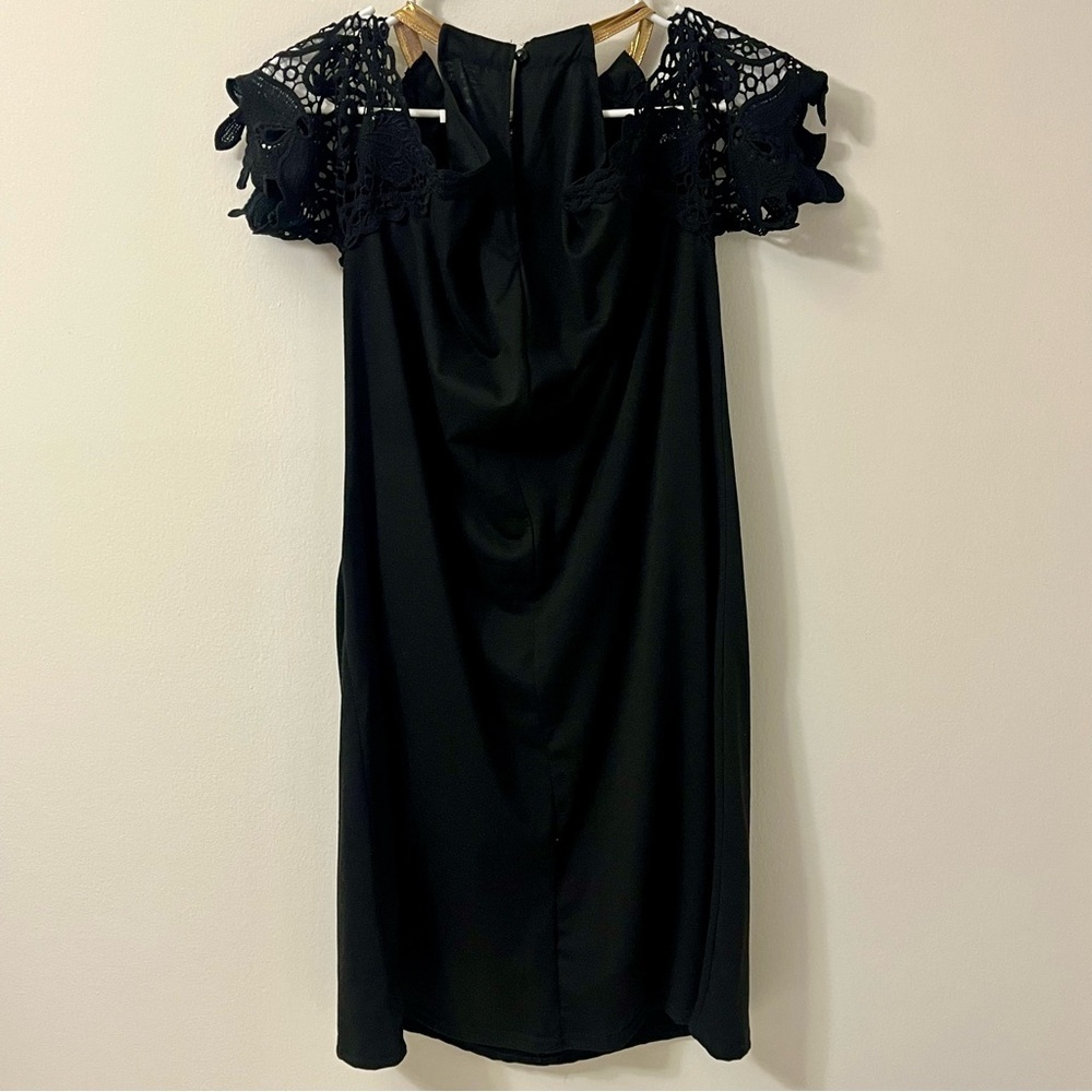 MISSLOOK Black Dress with Gold Accent Lace Cocktail Party Women’s size XL - Picture 3 of 4
